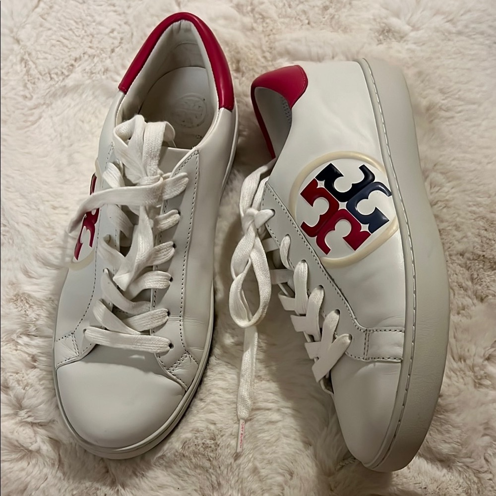 Tory Burch White and Red Sneakers Casual Style